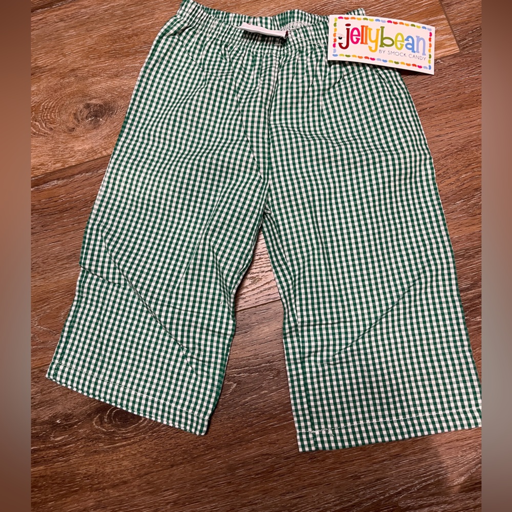 Jellybean Green and White Gingham Pants 12M NWT